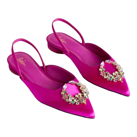 Boden Shoes - Boden Hot Pink Jewel Embellished Closed Toe Sling Back Sandals Pumps Size 42